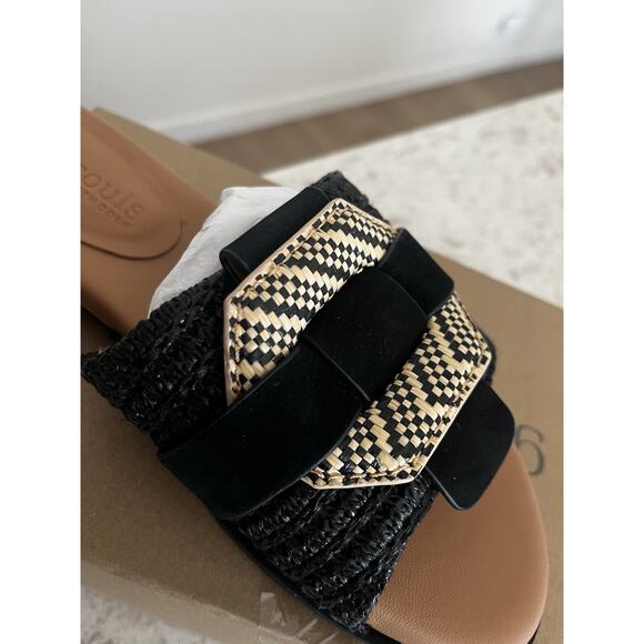 Gentle Souls by Kenneth Cole Women's Hudson Flat Sandal, Black Raffia, 9 - Picture 7 of 11